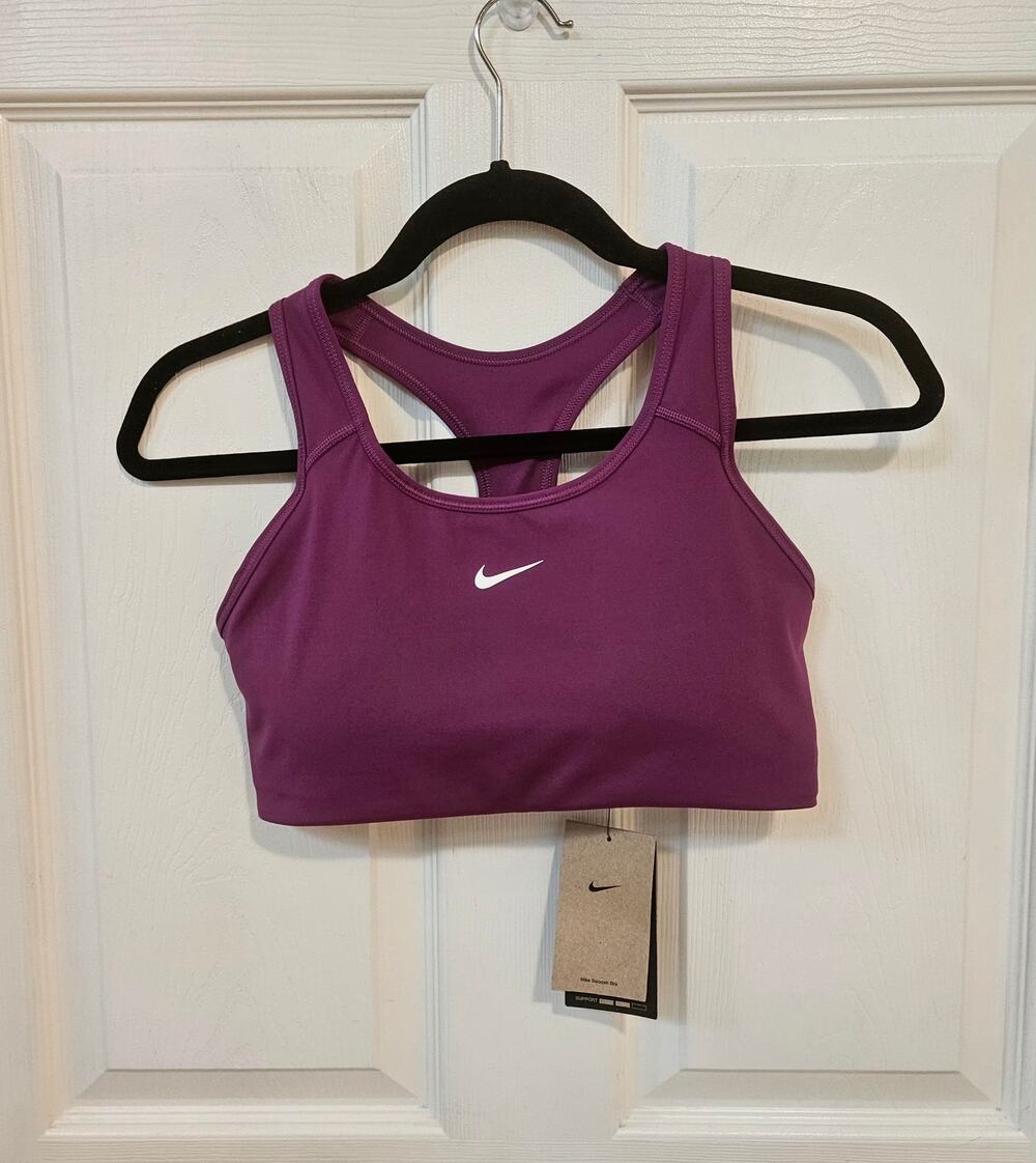 Nike Swoosh Sports Bra Women’s M Purple Dri-FIT Racerback Training NWT